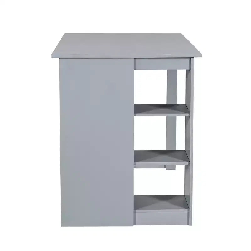 Set da tavolo da pranzo a 5 pezzi in stile rustico con 4 sedie imbottite e 3 ripiani, grigio/naturale+bianco