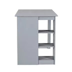 Set da tavolo da pranzo a 5 pezzi in stile rustico con 4 sedie imbottite e 3 ripiani, grigio/naturale+bianco