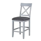 Set da tavolo da pranzo a 5 pezzi in stile rustico con 4 sedie imbottite e 3 ripiani, grigio/naturale+bianco