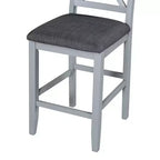 Set da tavolo da pranzo a 5 pezzi in stile rustico con 4 sedie imbottite e 3 ripiani, grigio/naturale+bianco