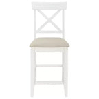 Set da tavolo da pranzo a 5 pezzi in stile rustico con 4 sedie imbottite e 3 ripiani, grigio/naturale+bianco