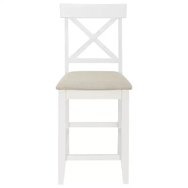Set da tavolo da pranzo a 5 pezzi in stile rustico con 4 sedie imbottite e 3 ripiani, grigio/naturale+bianco
