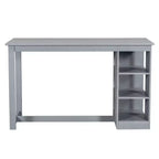 Set da tavolo da pranzo a 5 pezzi in stile rustico con 4 sedie imbottite e 3 ripiani, grigio/naturale+bianco