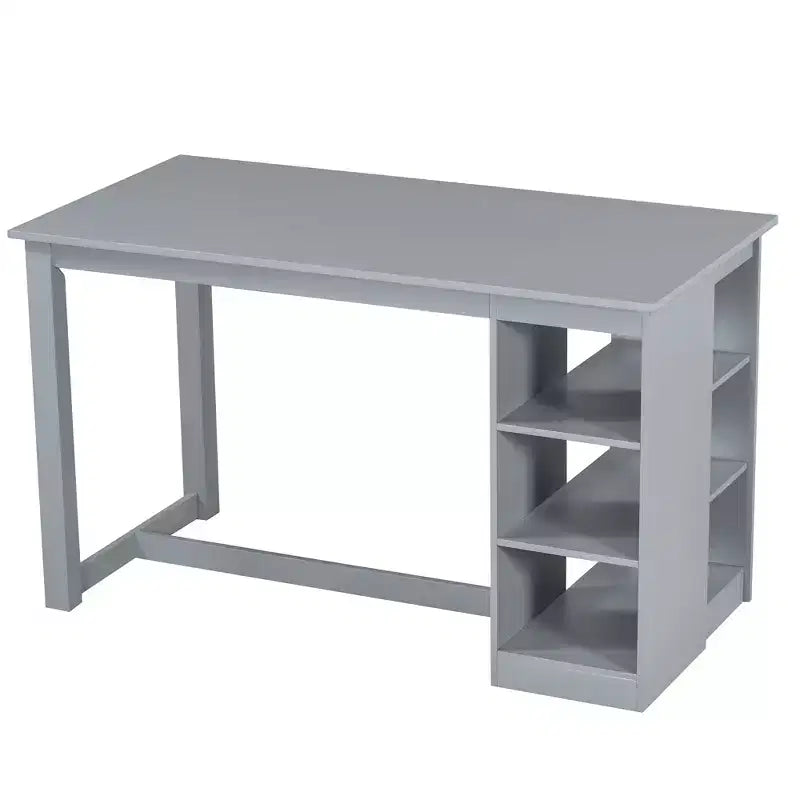 Set da tavolo da pranzo a 5 pezzi in stile rustico con 4 sedie imbottite e 3 ripiani, grigio/naturale+bianco