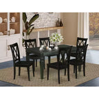 HomeStock 7 Piece Kitchen Table and Chair Set Black Rectangle Dining Room Table