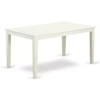 Set di 7 mobili da cucina in lino bianco con tavolo rettangolare e 6 sedie
