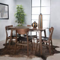 Christopher Knight Home Imwalle Mid Century Modern Faux Leather Upholstered 5 Piece Dining Set, Walnut and Dark Brown