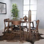 Christopher Knight Home Imwalle Mid Century Modern Faux Leather Upholstered 5 Piece Dining Set, Walnut and Dark Brown