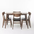 Set da pranzo Imwalle Mid-Century Modern 5 pezzi, rivestito in similpelle, noce e marrone scuro