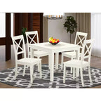 HomeStock Belmont Square Kitchen Table And Wood Kitchen Dining Chairs, Linen White