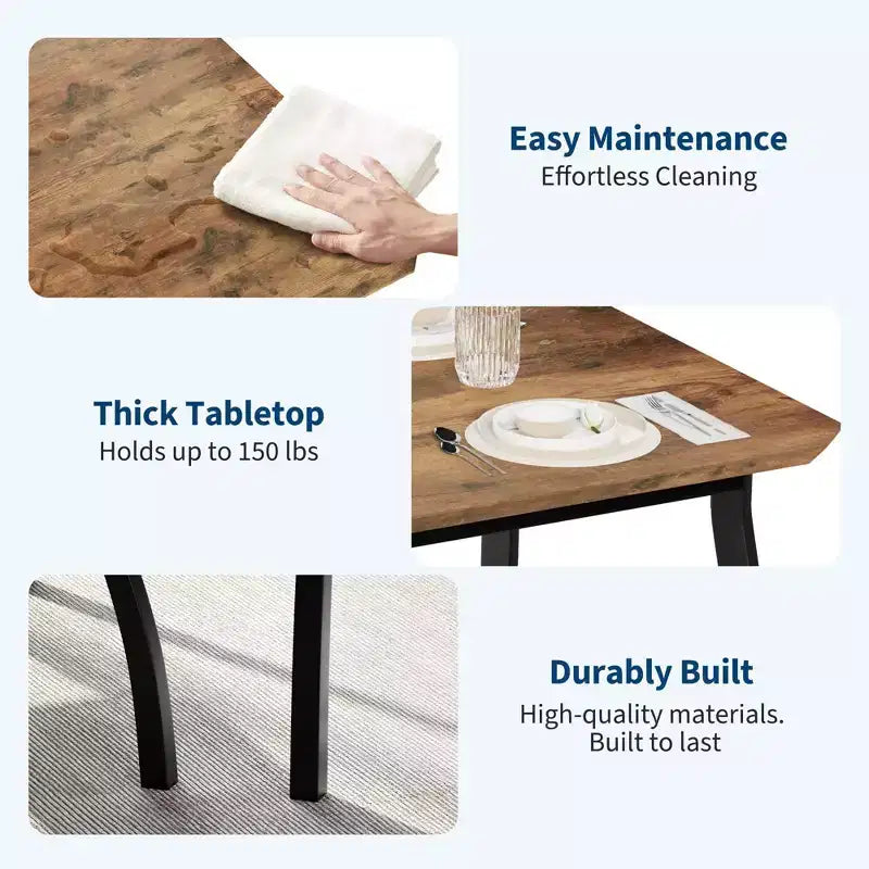 Set da pranzo da 5 pezzi per 4 persone, tavolo da cucina moderno con sedie imbottite e struttura in ferro, set di mobili da sala da pranzo in legno per piccoli spazi