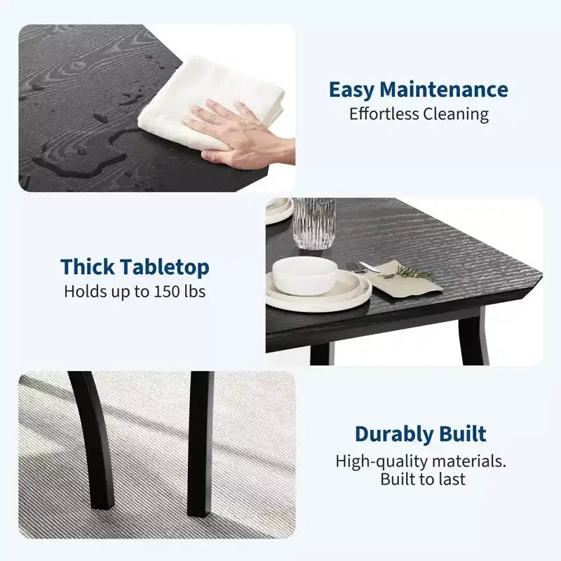 Set da pranzo da 5 pezzi per 4 persone, tavolo da cucina moderno con sedie imbottite e struttura in ferro, set di mobili da sala da pranzo in legno per piccoli spazi