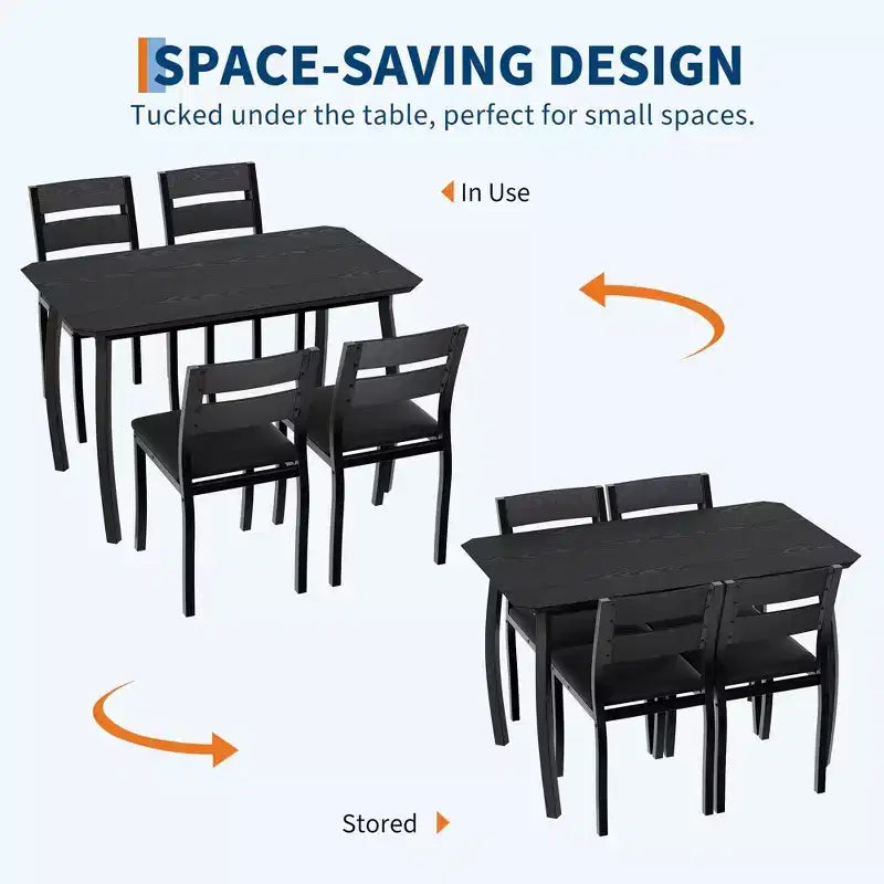 Set da pranzo da 5 pezzi per 4 persone, tavolo da cucina moderno con sedie imbottite e struttura in ferro, set di mobili da sala da pranzo in legno per piccoli spazi