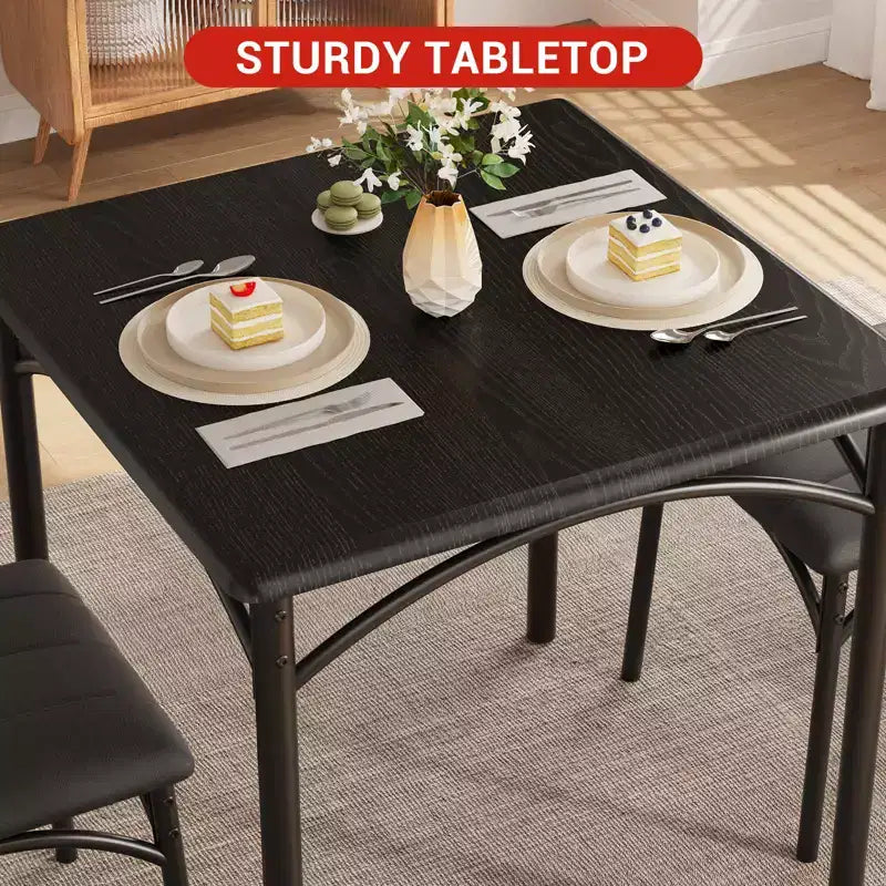 Set da tavolo da pranzo per 2 persone, tavolo e sedie da cucina, set da tavolo da pranzo quadrato con 2 sedie imbottite, per piccoli spazi, appartamento