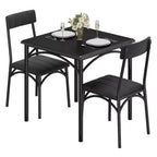Dining Table Set for 2, Kitchen Table and Chairs, Square Dining Room Table Set with 2 Upholstered Chairs, for Small Space, Apartment
