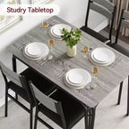 Set da tavolo da pranzo da 5 pezzi in stile rustico, tavolo in legno e sedie in PU per piccoli spazi