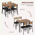 Set da tavolo da pranzo da 5 pezzi in stile rustico, tavolo in legno e sedie in PU per piccoli spazi