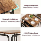 Set da tavolo da pranzo da 5 pezzi in stile rustico, tavolo in legno e sedie in PU per piccoli spazi