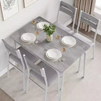 Set da tavolo da pranzo da 5 pezzi in stile rustico, tavolo in legno e sedie in PU per piccoli spazi