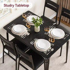 Set da tavolo da pranzo da 5 pezzi in stile rustico, tavolo in legno e sedie in PU per piccoli spazi