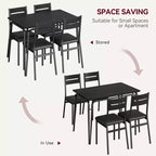 Set da tavolo da pranzo da 5 pezzi in stile rustico, tavolo in legno e sedie in PU per piccoli spazi