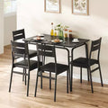 5-Piece Farmhouse Dining Table Set, Wood Table & PU Chairs for Small Spaces