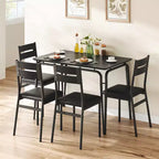 5-Piece Farmhouse Dining Table Set, Wood Table & PU Chairs for Small Spaces