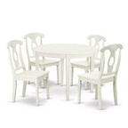 Round Patio Table Set 42 Inch Outdoor Dining Table with 4 Chairs Beachy Design