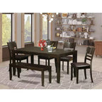 Set da pranzo 6 pezzi – Tavolo rettangolare, 4 sedie e panca – Set da cucina