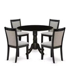 HomeStock 5-Piece Natural Oak Finish Solid Wood Top Dining Table with 4 Parson Chair with Drop Leaf Lattice Back