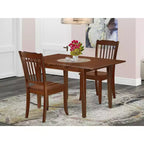 Set da pranzo da 3 pezzi con tavolo rettangolare con piano in legno massello e finitura mogano