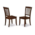 Set da pranzo da 3 pezzi con tavolo rettangolare con piano in legno massello e finitura mogano