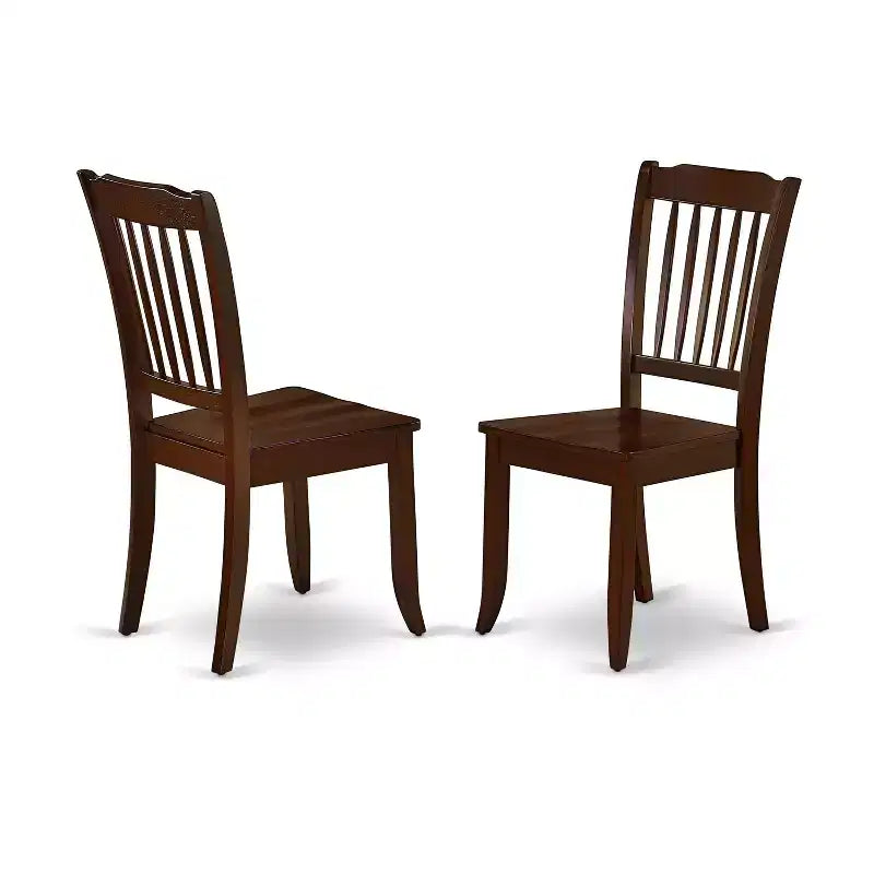 Set da pranzo da 3 pezzi con tavolo rettangolare con piano in legno massello e finitura mogano