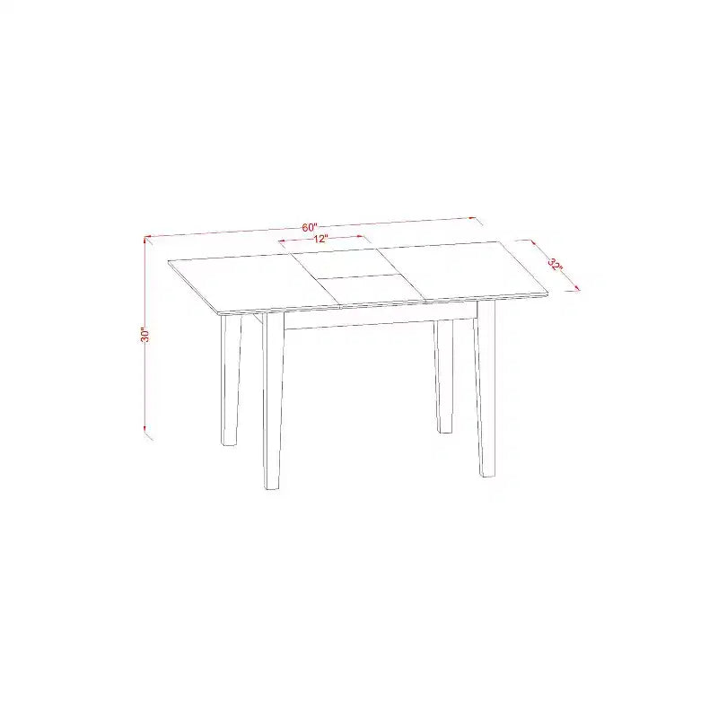 Set da pranzo da 3 pezzi con tavolo rettangolare con piano in legno massello e finitura mogano