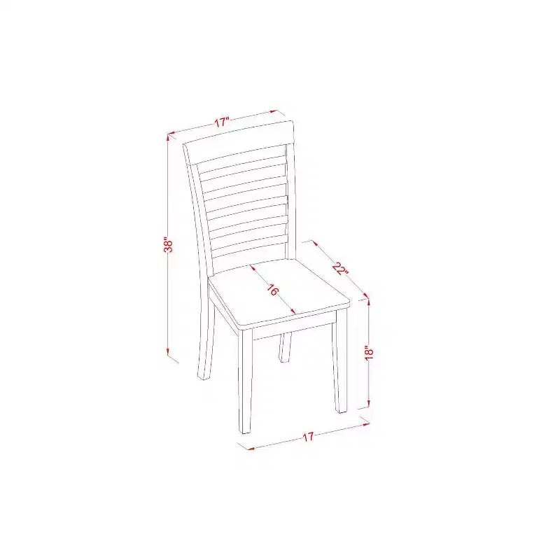 Set da pranzo in legno massiccio a 5 pezzi con finitura mogano - 4 posti a sedere