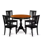 HomeStock 5-Piece Black and Cherry Finish Solid Wood Top Dining table with 4 Chairs