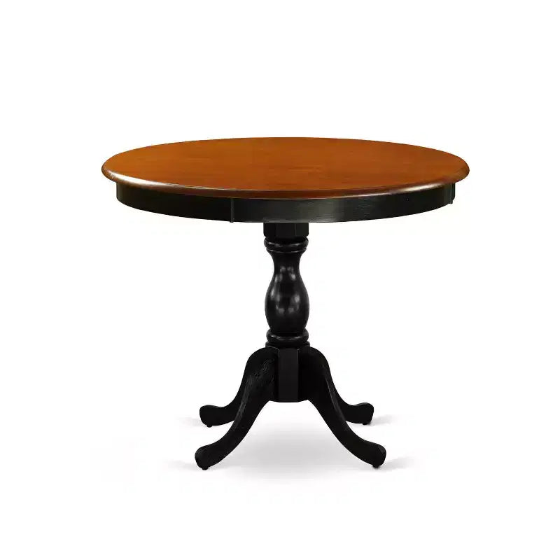 Tavolo da pranzo 5 pezzi con piano in legno massello finitura nero e ciliegio e 4 sedie