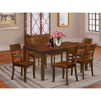 Set da pranzo rettangolare - Set tavolo e sedie da 7 pezzi - Finitura espresso - Tavolo con prolunga a farfalla - Sedie da pranzo in legno