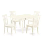 5-Piece Linen White Finish Solid Wood Top - Dining Room Set - Seats 4