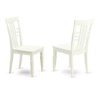 Set da pranzo 5 pezzi in legno massello con finitura lino bianco - 4 posti a sedere