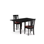 HomeStock 3-Pc Black Finish Solid Wood Top Dining Table Set