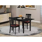 Set da pranzo 3 pezzi con tavolo in legno massello finitura nera