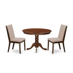 3-Piece Mahogany Finish Solid Wood Top-Dining Room Set-Seats 4
