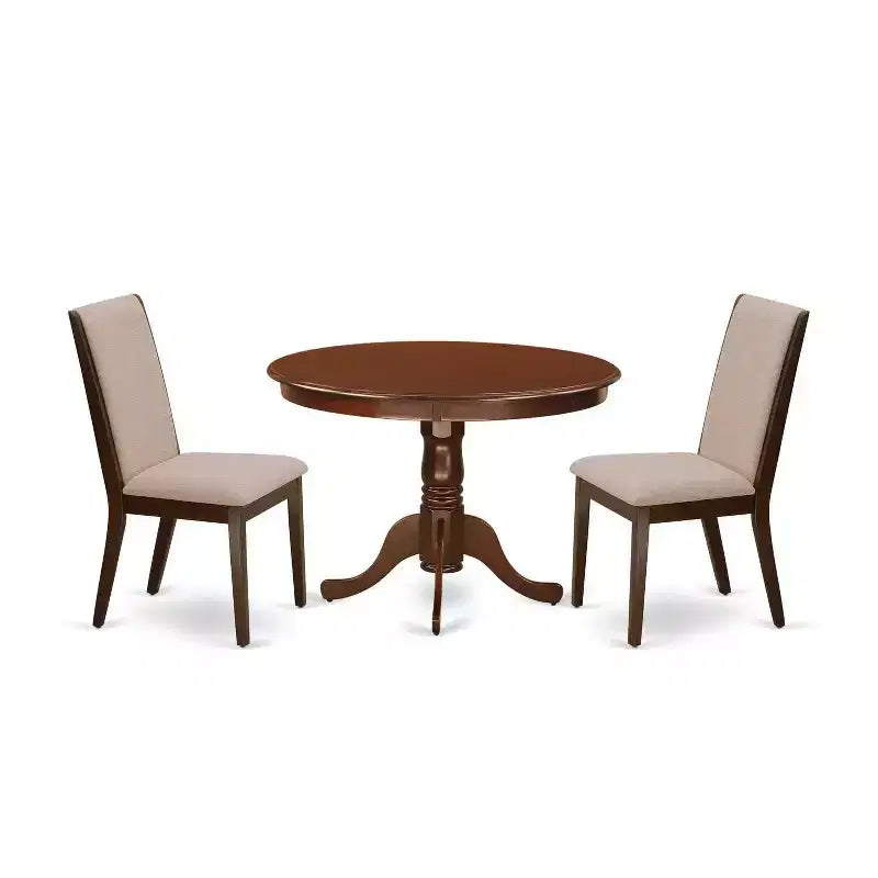 3-Piece Mahogany Finish Solid Wood Top-Dining Room Set-Seats 4
