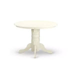 3-Piece Linen white Solid Wood Top - Round Dining Room Set - Seats 4