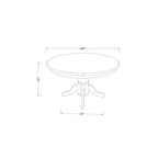 Set sala da pranzo rotondo da 3 pezzi con piano in legno massello e lino bianco - 4 posti a sedere