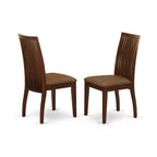 Set da pranzo rotondo a 3 pezzi con piano in legno massello finitura mogano - 4 posti a sedere