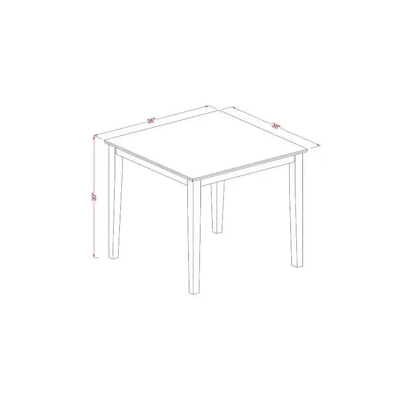 Set da pranzo da 3 pezzi con tavolo quadrato in legno massello con finitura noce anticato