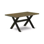 Tavolo da pranzo 7 pezzi con piano in legno massello finitura rovere naturale e 6 sedie
