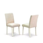 Set tavolo da pranzo 3 pezzi con piano in legno massello e finitura bianco lino - 2 posti
